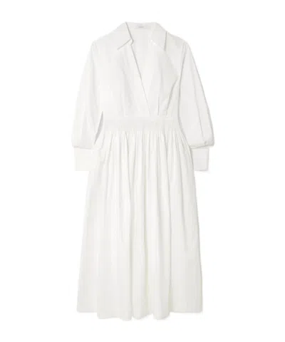 Joseph Kathe Gathered Cotton-poplin Midi Dress In White