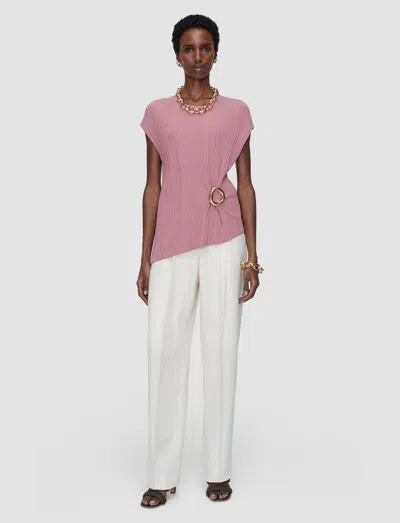 Joseph Kenit Knit Plissé Top In Pink