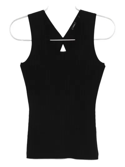 Joseph Keyhole Ribbed Top In Black