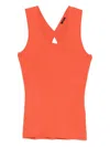 Joseph Keyhole Ribbed Top In Orange