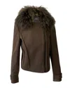 Joseph Khaki Jacket With Fur Collar In Brown