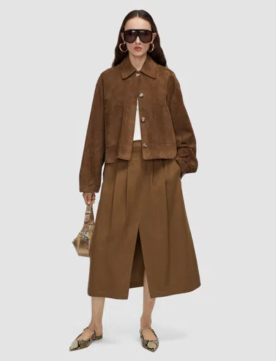 Joseph Kharis Cotton Twill Skirt In Brown