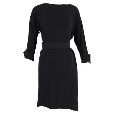 Joseph Knee Length Dress With Belt In Black Silk