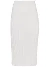 Joseph Knee-length Satiny Ribbed Skirt With Comfortable Waistband In White