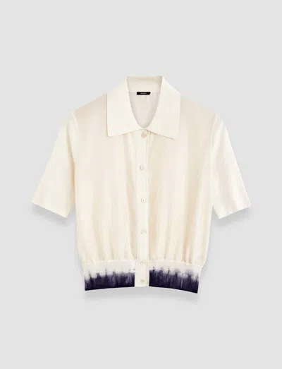 Joseph Knit  Woven Cardigan In Ivory/navy