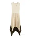 Joseph Womens Oat Combo Dura V-neck Plissé-skirt Woven Midi Dress In Cream