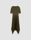 Joseph Womens Hass Avocado Darno Short-sleeve Plissé-skirt Woven Midi Dress In Hass Avocado