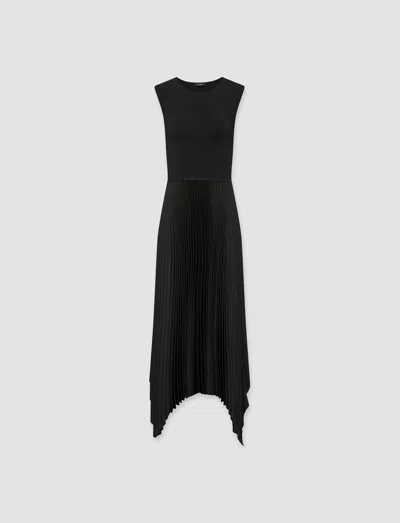 Joseph Knit Weave Plissé Dera Dress In Black