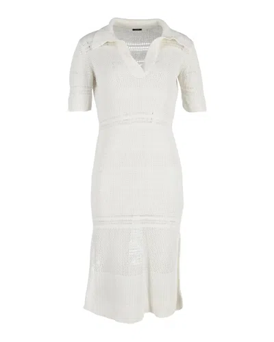 Joseph Knitted Midi Dress In Cream Viscose In White