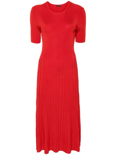 Joseph Knitted Midi Dress In Red