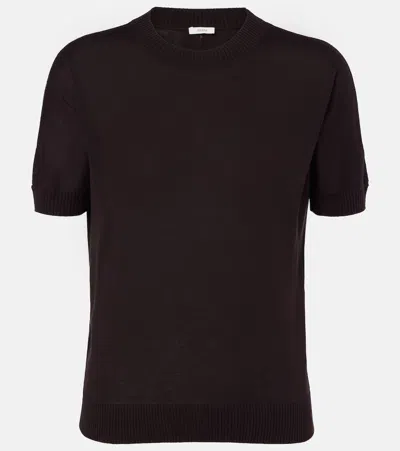 Joseph Knitted Silk Top In Brown