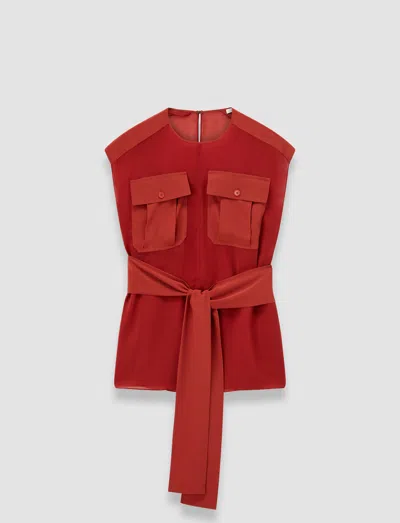 Joseph Kniza Crepe De Soie Silk Blouse In Red