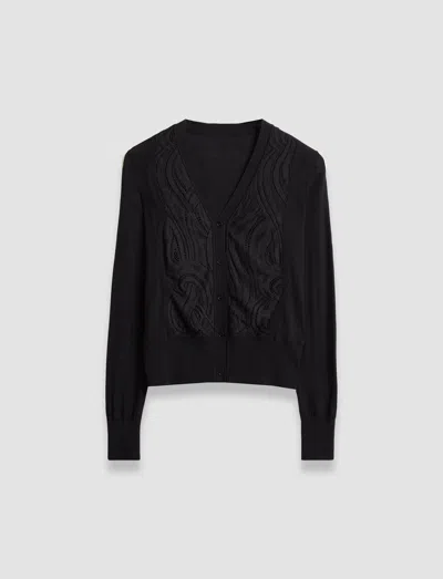 Joseph Lace Knit Cardigan In Black