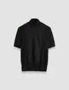 Joseph Lace Knit Mock Neck Top In Black
