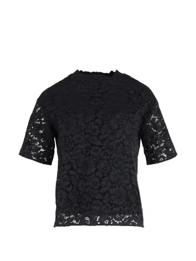Pre-owned Joseph Lace Short-sleeve Top In Black