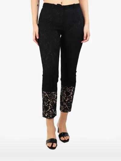Pre-owned Joseph Lace Slim-fit Cropped Trousers In Black