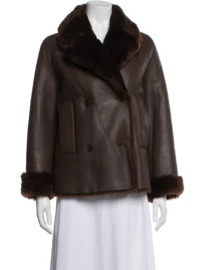 Pre-owned Joseph Lamb Leather Coat In Brown