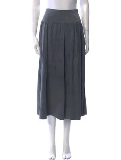 Pre-owned Joseph Lamb Leather Midi Length Skirt In Gray