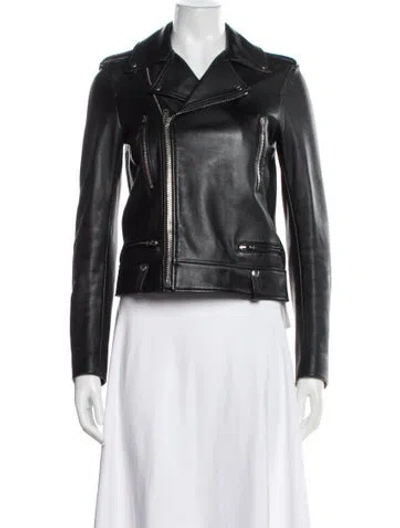 Pre-owned Joseph Lambskin Biker Jacket In Black