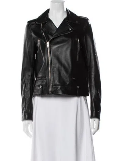 Pre-owned Joseph Lambskin Biker Jacket In Black