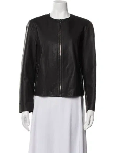 Pre-owned Joseph Lambskin Biker Jacket In Grey