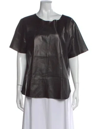 Pre-owned Joseph Lambskin Crew Neck Top In Black