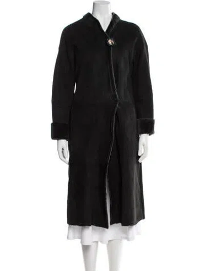 Pre-owned Joseph Lambskin Faux Fur Coat In Black