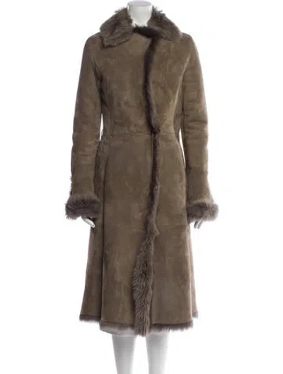 Pre-owned Joseph Lambskin Faux Fur Coat In Brown