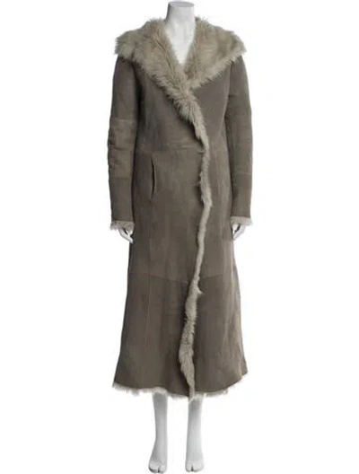 Pre-owned Joseph Lambskin Faux Fur Coat In Gray