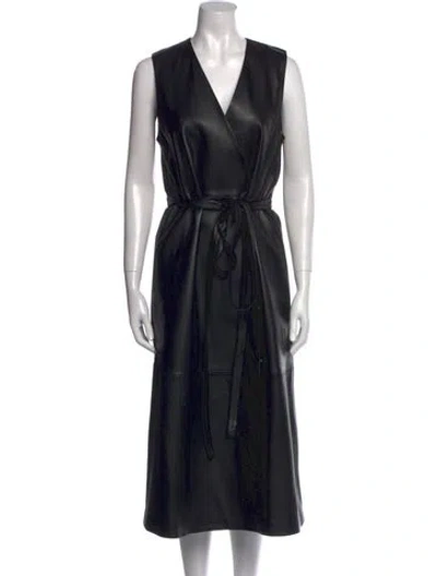 Pre-owned Joseph Lambskin Midi Length Dress In Black