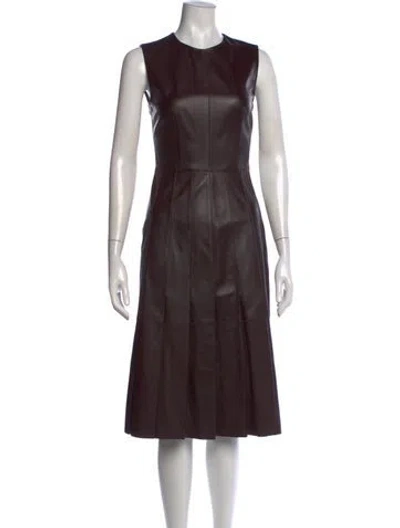 Pre-owned Joseph Lambskin Midi Length Dress In Brown