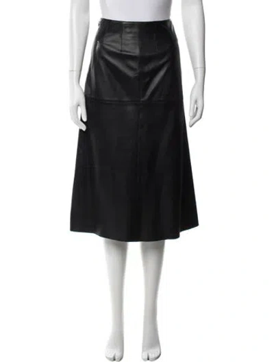 Pre-owned Joseph Lambskin Midi Length Skirt In Black