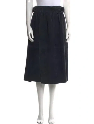 Pre-owned Joseph Lambskin Midi Length Skirt In Blue