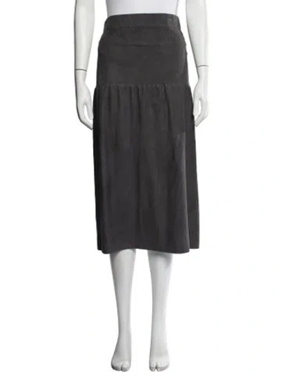 Pre-owned Joseph Lambskin Midi Length Skirt In Gray