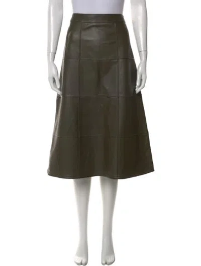 Pre-owned Joseph Lambskin Midi Length Skirt In Green