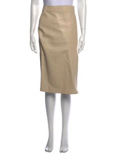 Pre-owned Joseph Lambskin Midi Length Skirt W/ Tags In Neutrals