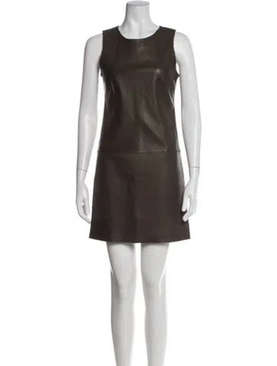 Pre-owned Joseph Lambskin Mini Dress In Green