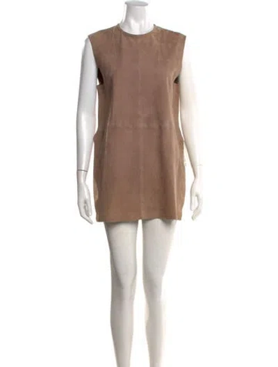Pre-owned Joseph Lambskin Mini Dress In Neutrals
