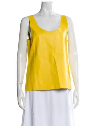 Pre-owned Joseph Lambskin Scoop Neck Top In Yellow