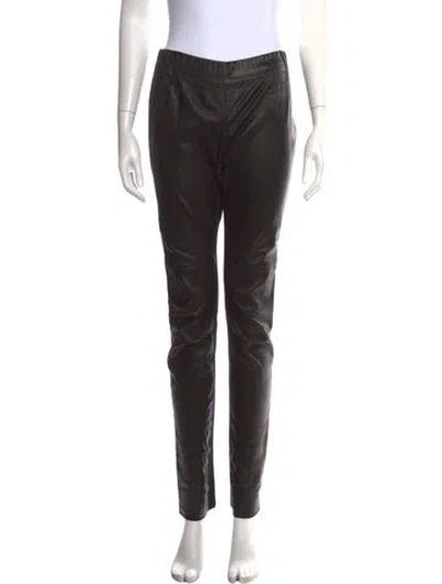Pre-owned Joseph Lambskin Skinny Leg Pants In Black