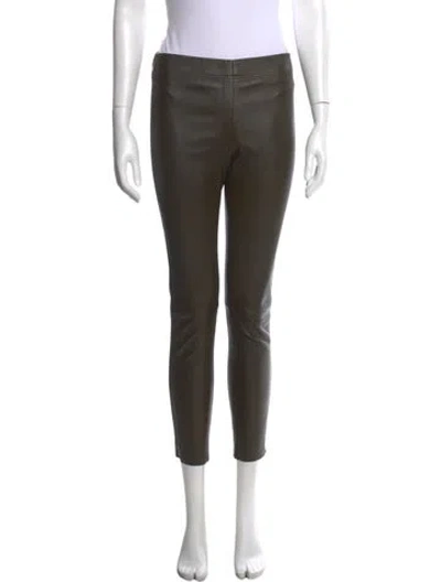Pre-owned Joseph Lambskin Skinny Leg Pants In Brown