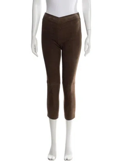 Pre-owned Joseph Lambskin Skinny Leg Pants In Brown