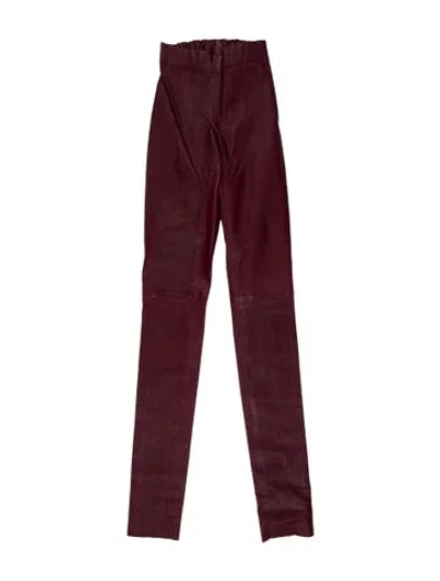 Pre-owned Joseph Lambskin Skinny Leg Pants In Burgundy