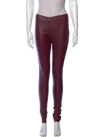 Pre-owned Joseph Lambskin Skinny Leg Pants In Burgundy