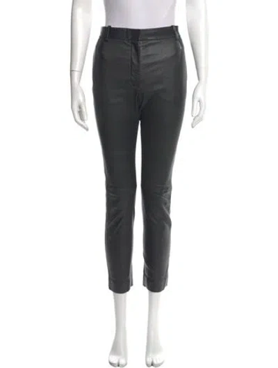 Pre-owned Joseph Lambskin Skinny Leg Pants In Gray