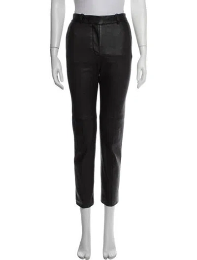 Pre-owned Joseph Lambskin Straight Leg Pants In Black