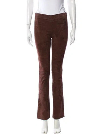 Pre-owned Joseph Lambskin Straight Leg Pants In Brown