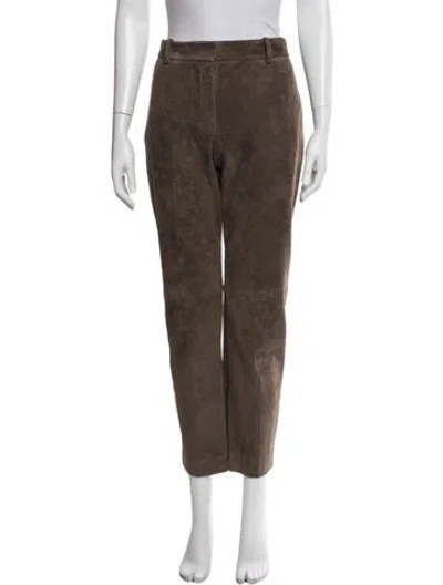 Pre-owned Joseph Lambskin Straight Leg Pants In Brown