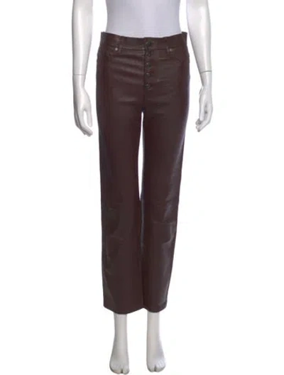 Pre-owned Joseph Lambskin Straight Leg Pants In Brown