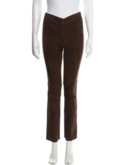Pre-owned Joseph Lambskin Straight Leg Pants In Brown